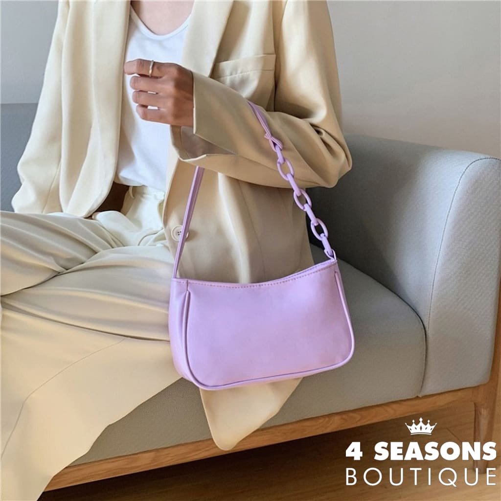 Female Leather Solid Color Chain Handbag Retro Casual Women Totes Shoulder Bags Fashion Exquisite
