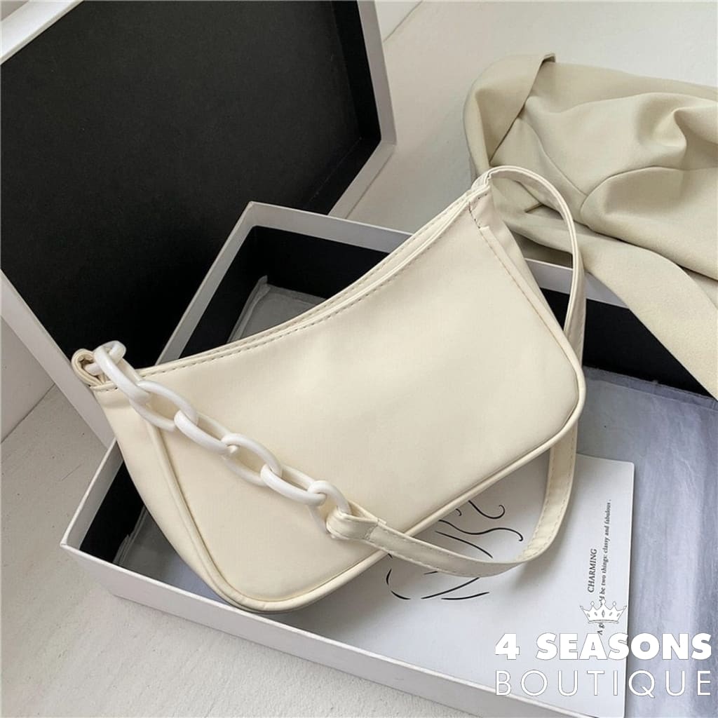 Female Leather Solid Color Chain Handbag Retro Casual Women Totes Shoulder Bags Fashion Exquisite