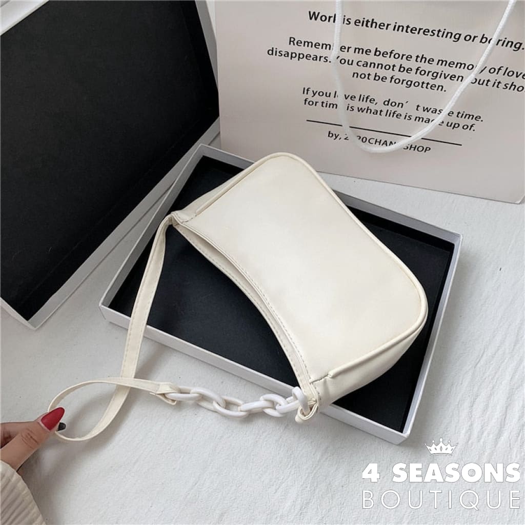 Female Leather Solid Color Chain Handbag Retro Casual Women Totes Shoulder Bags Fashion Exquisite