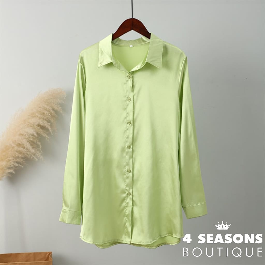 Camisa Cetim Consuelo Verde Claro / P China
