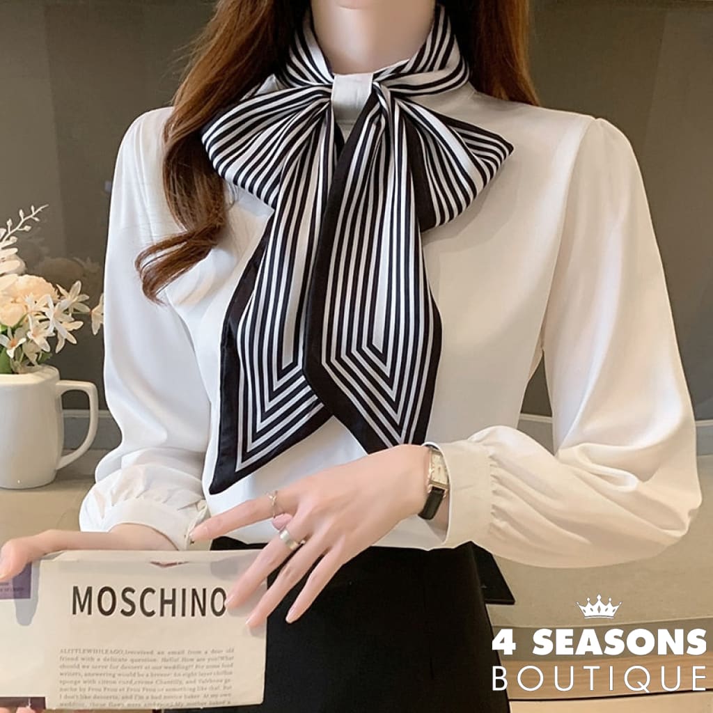 H Han Queen New 2022 Office Shirt Womens Blouses Bow Vintage Work Casual Tops Chiffon Blouse Elegant