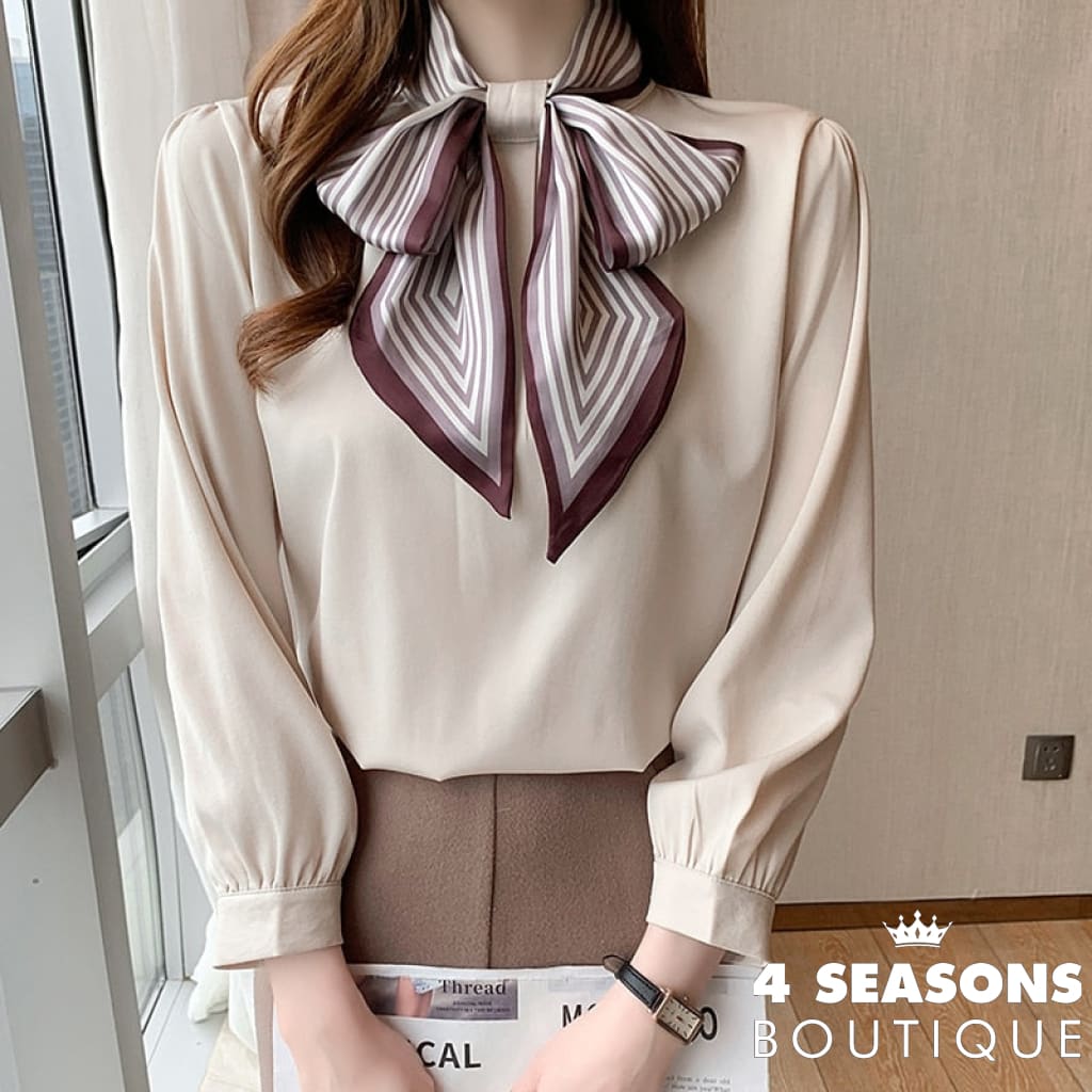 H Han Queen New 2022 Office Shirt Womens Blouses Bow Vintage Work Casual Tops Chiffon Blouse Elegant