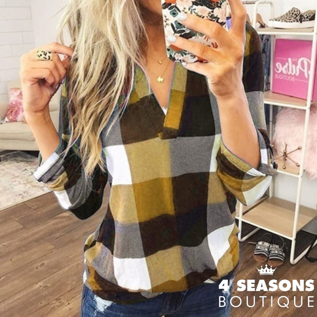 2022 Women Shirts Autumn Casual Plaid Shirt For Tops And Blouses Long Sleeve Red Ladies
