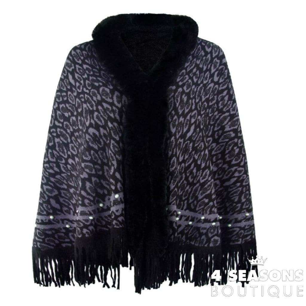 Pullovers Women Sweaters Leopard Grain Collars Tassel Hem Autumn Winters Warm Knitting Scarf Shawl