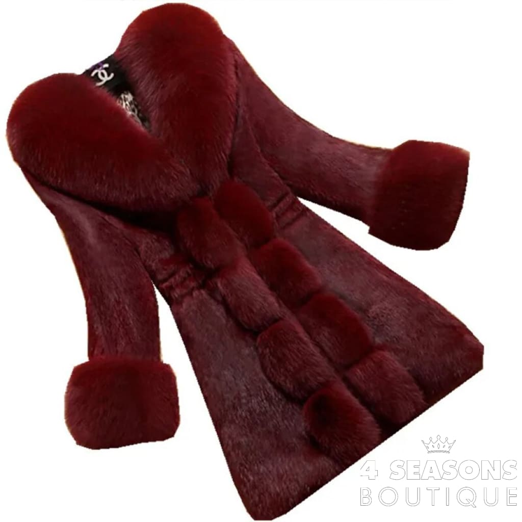 Warm Clothing Fashion Faux Fur V Neck Long Sleeve Coat Ladies Plush