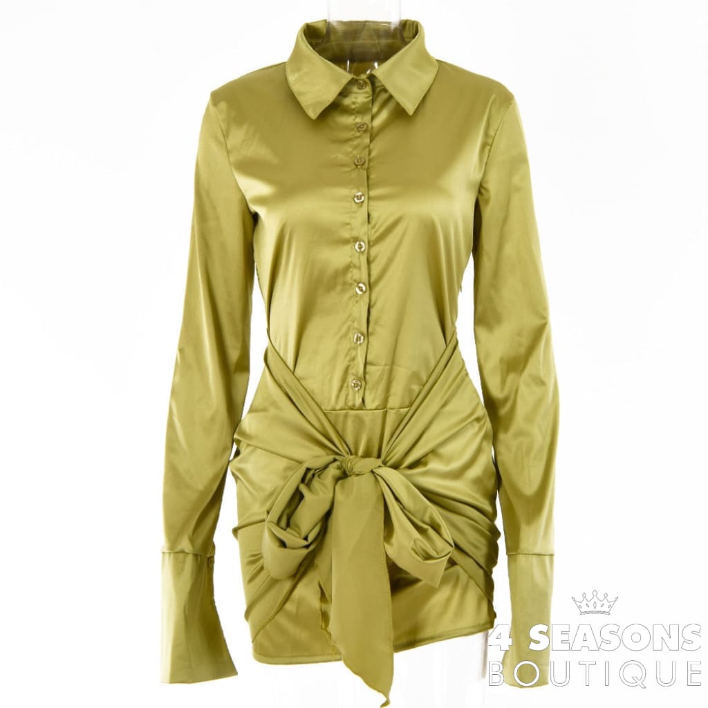 Chemise Cetim Laço Verde / S