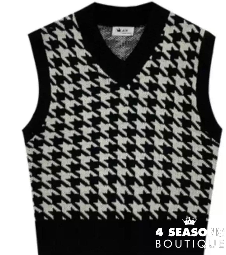 Colete Pied Poule Xadrez Preto Animale - 4 Seasons Boutique