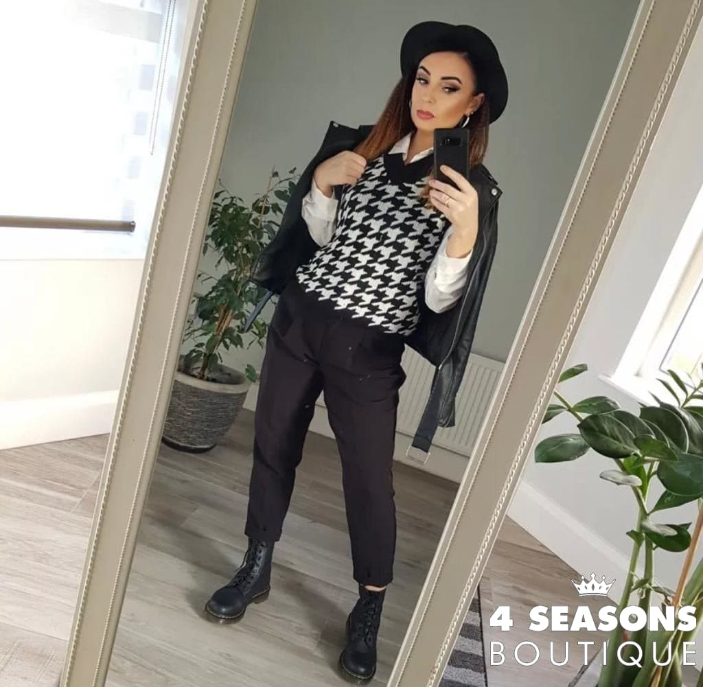 Colete Pied Poule Xadrez Preto Animale - 4 Seasons Boutique