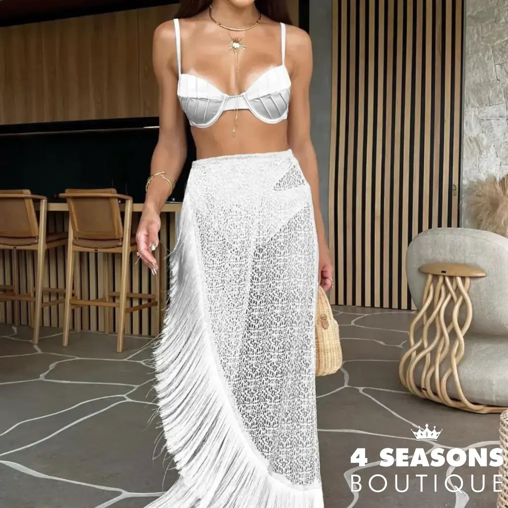 Conjunto Biquíni Com Saída Eleonora (3 Pçs) Branco / P