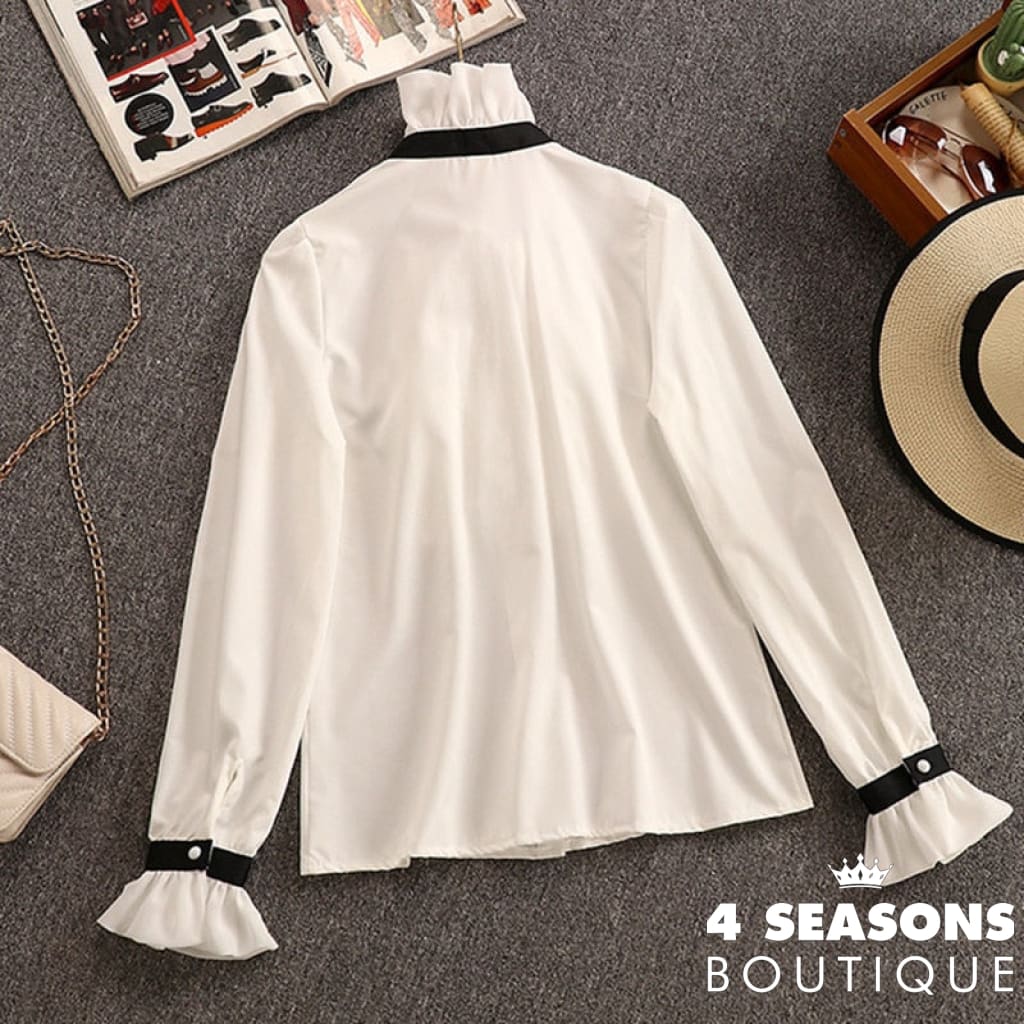 2021 Autumn Winter 2 Piece Set Overalls Dress Women Elegant Ruffles Chiffon Bow Shirt Top+Double