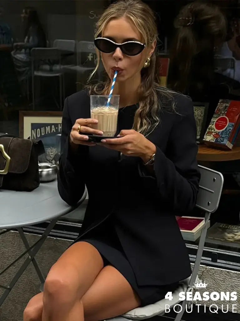 Elegant Women’s Sets Long Sleeve Button Slim Blazer Coats Zipper Mini Skirt 2 Piece Women Outfit