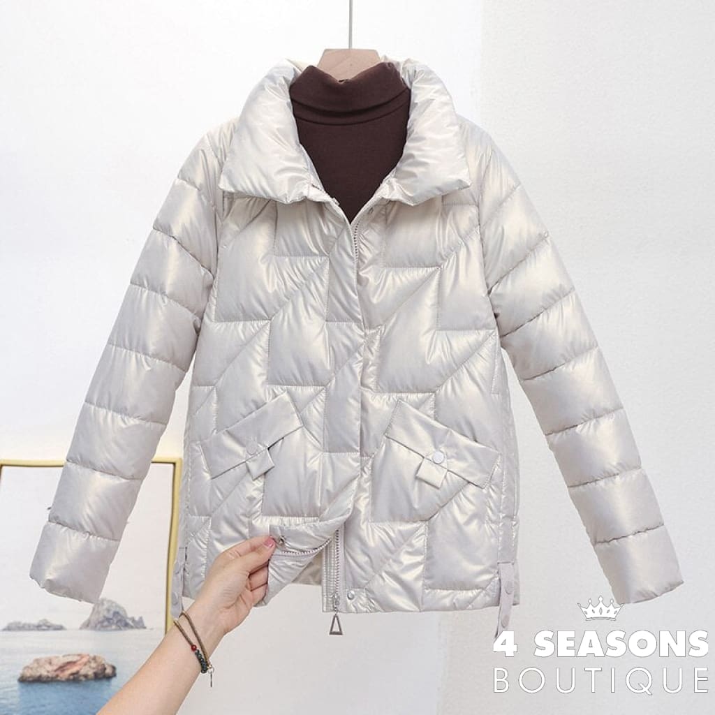 Women Jacket 2022 New Winter Parkas Female Glossy Down Cotton Jackets Stand Collar Casual Warm Parka