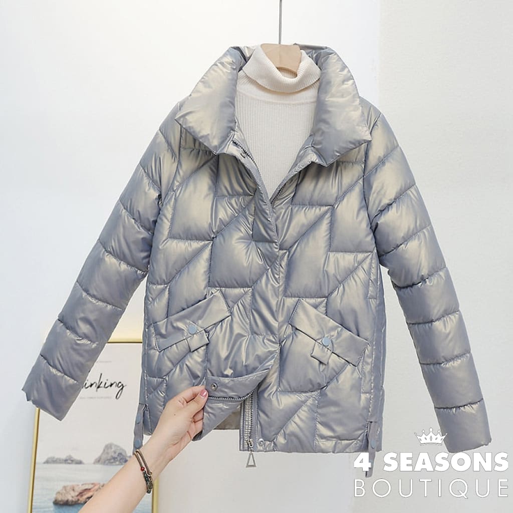 Women Jacket 2022 New Winter Parkas Female Glossy Down Cotton Jackets Stand Collar Casual Warm Parka
