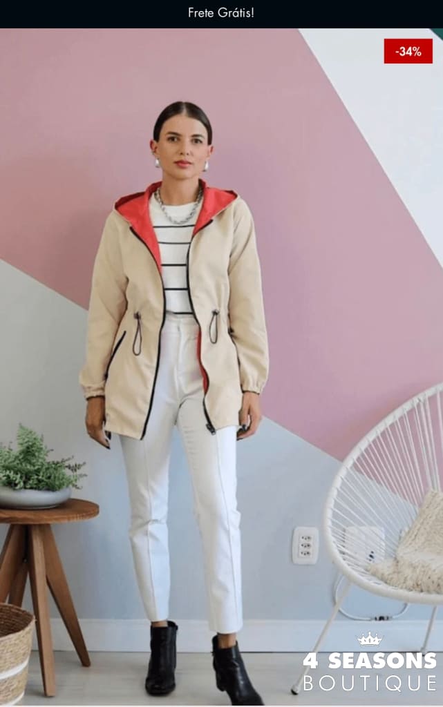 Jaqueta Parka Reversível Rosy