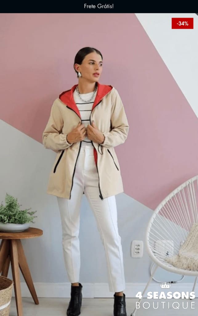 Jaqueta Parka Reversível Rosy