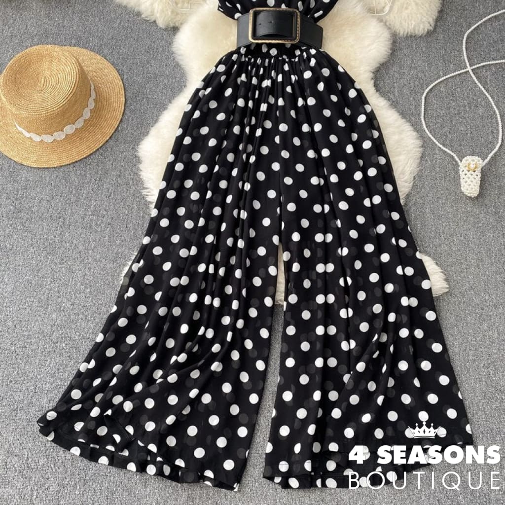 Long Jumpsuit Summer Woman Temperament V-Neck Chiffon Striped Waist New Korean Version Sleeveless