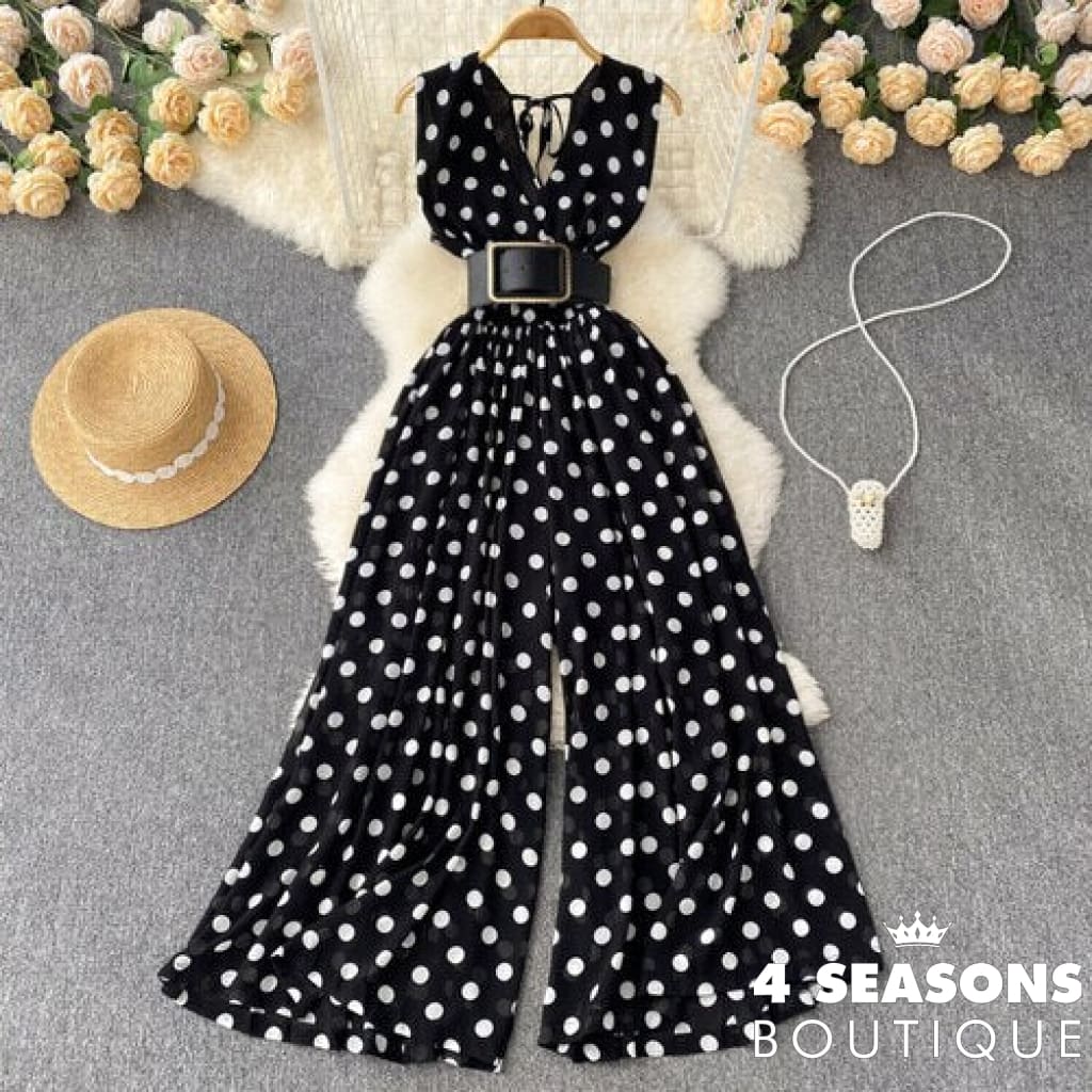 Long Jumpsuit Summer Woman Temperament V-Neck Chiffon Striped Waist New Korean Version Sleeveless
