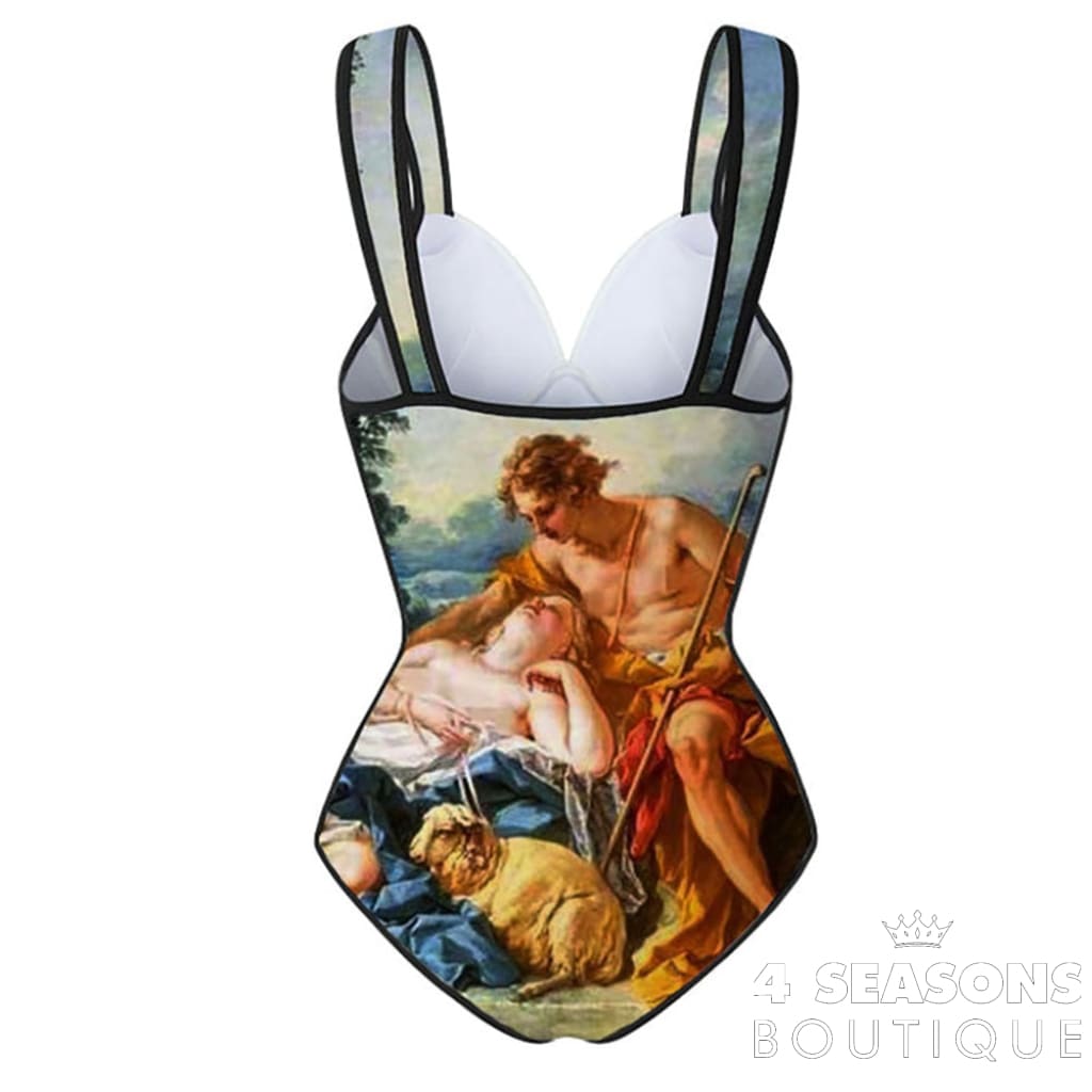 Vintage Print One Piece Swimsuits Micro Bikini And Beach Dress Triangle Swimwear Thong Bather Sexy