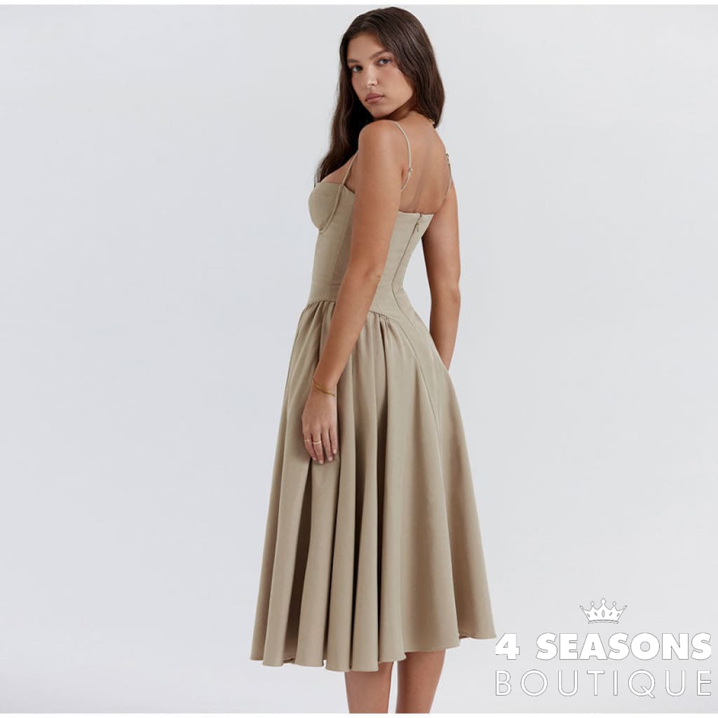 Elegant Slim Backless Sling Dress Women Fashion Solid Suspender Dresses 2023 New Summer Female Party