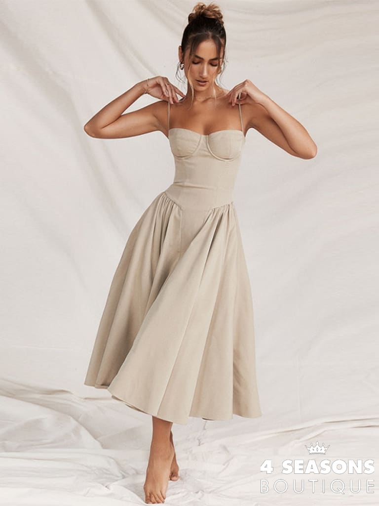 Elegant Slim Backless Sling Dress Women Fashion Solid Suspender Dresses 2023 New Summer Female Party