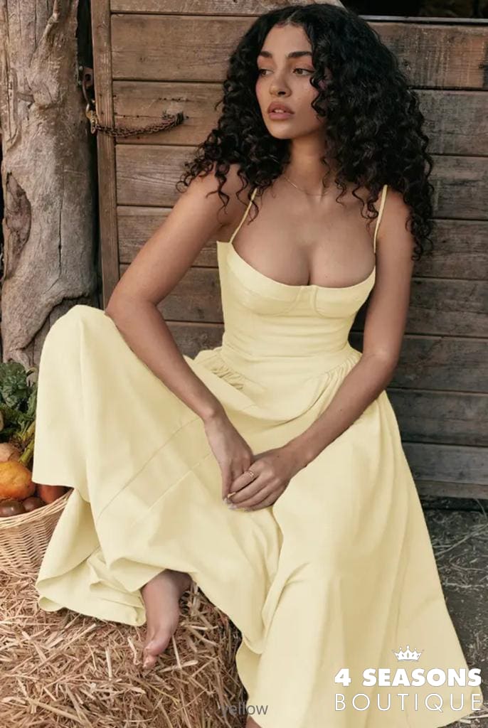Elegant Slim Backless Sling Dress Women Fashion Solid Suspender Dresses 2023 New Summer Female Party
