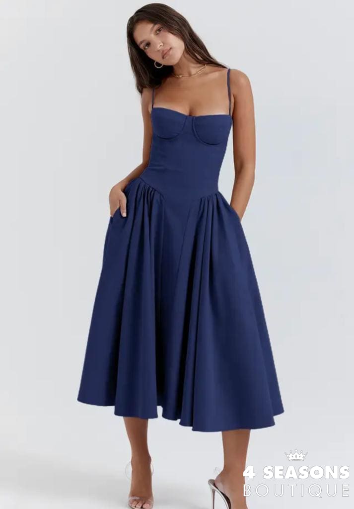 Elegant Slim Backless Sling Dress Women Fashion Solid Suspender Dresses 2023 New Summer Female Party