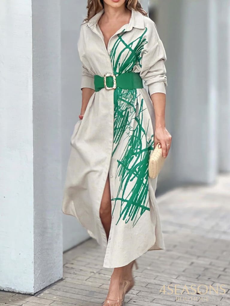 Vestido Seraphine Verde E Creme / P