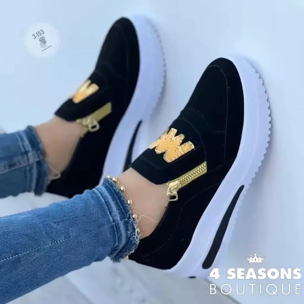 🔥2025 Hot Sale🔥Women’s Casual Platform Slip-on Orthopedic Sneakers Black / US 4/EU 35 / UK 2.5