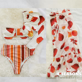 Bíquini + Saia De Praia Dominique Grátis Estampado Laranja / P