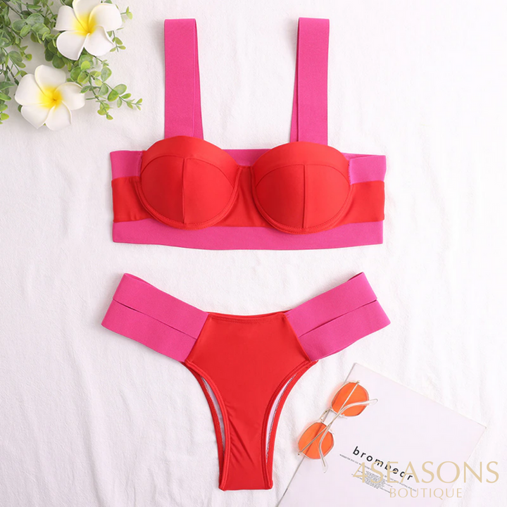 Bíquini Thalissa Rosa E Vermelho / P