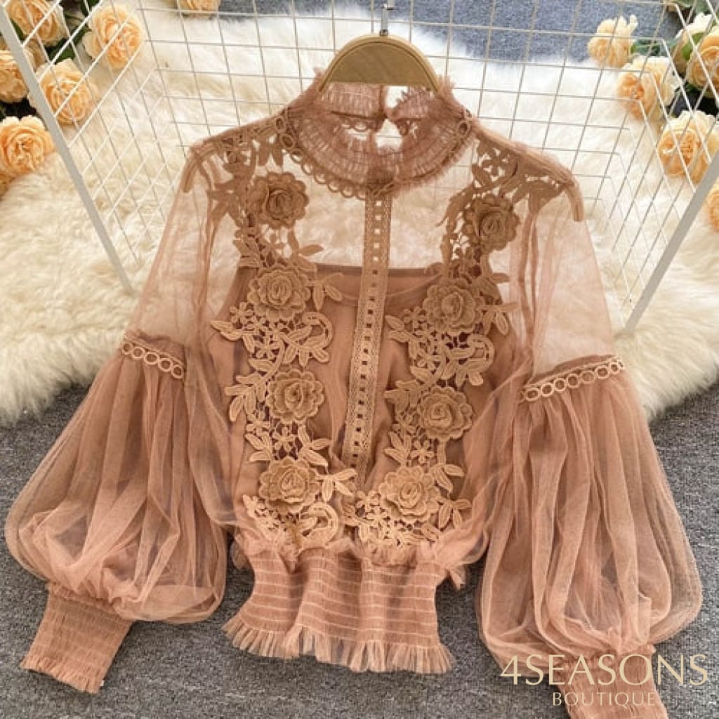 Blusa Vitoriana Light Brown / One Size