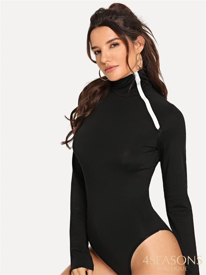 Bodysuit Women Sexy Slim Long Sleeve Bandage Body Feminino Turtleneck Rompers Overalls Bodycon