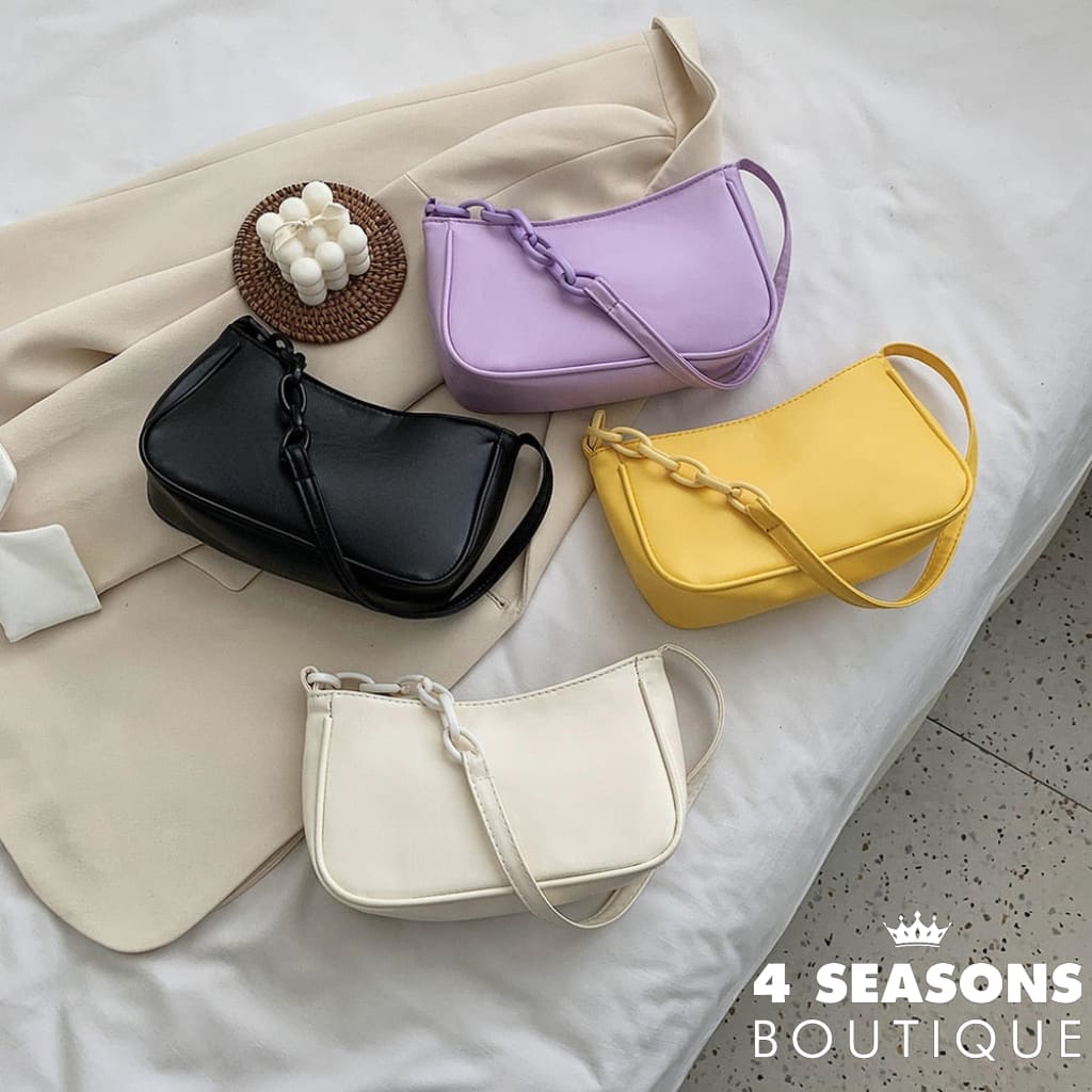 Female Leather Solid Color Chain Handbag Retro Casual Women Totes Shoulder Bags Fashion Exquisite