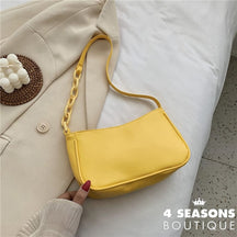 Female Leather Solid Color Chain Handbag Retro Casual Women Totes Shoulder Bags Fashion Exquisite