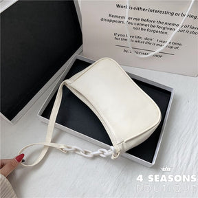 Female Leather Solid Color Chain Handbag Retro Casual Women Totes Shoulder Bags Fashion Exquisite