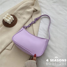 Female Leather Solid Color Chain Handbag Retro Casual Women Totes Shoulder Bags Fashion Exquisite