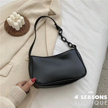 Female Leather Solid Color Chain Handbag Retro Casual Women Totes Shoulder Bags Fashion Exquisite