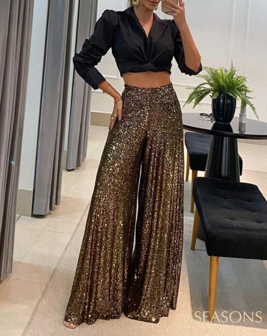 Calça Paetê Dallas Dourado / P