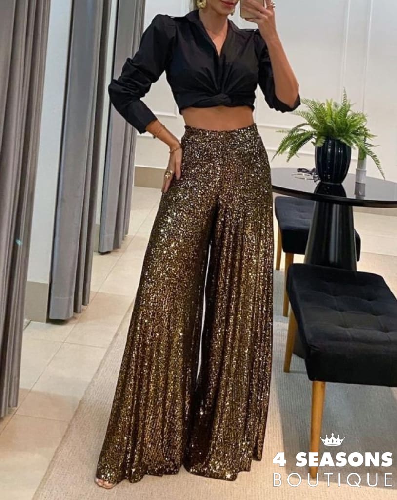 Calça Paetê Dallas Dourado / P