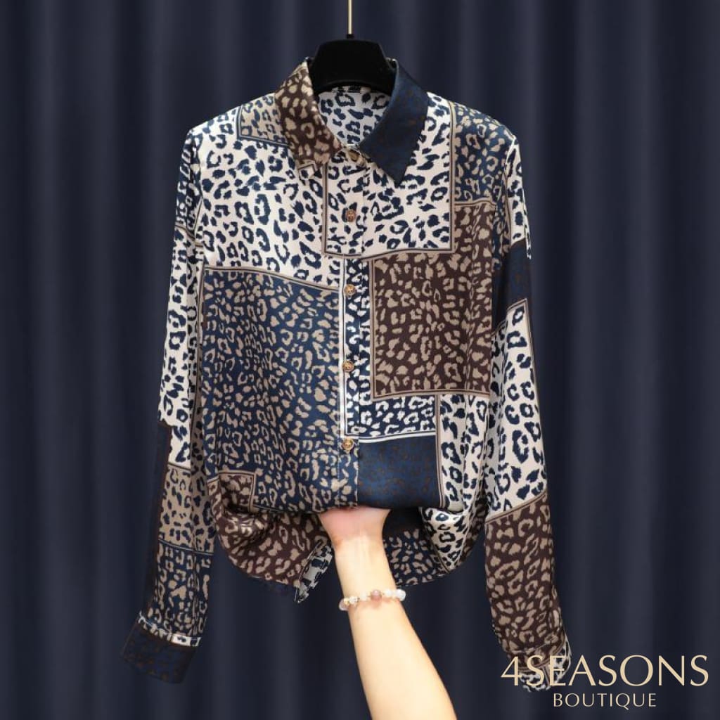 Camisa Chiffon Sophia Print E Azul / P