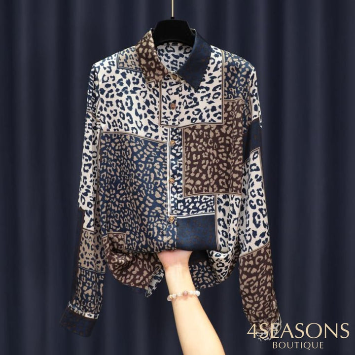 Camisa Chiffon Sophia Print E Azul / P
