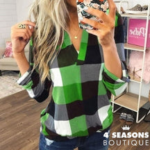 2022 Women Shirts Autumn Casual Plaid Shirt For Tops And Blouses Long Sleeve Red Ladies Green / S