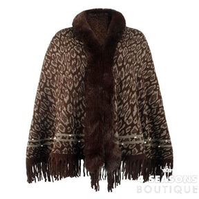 Pullovers Women Sweaters Leopard Grain Collars Tassel Hem Autumn Winters Warm Knitting Scarf Shawl