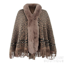 Pullovers Women Sweaters Leopard Grain Collars Tassel Hem Autumn Winters Warm Knitting Scarf Shawl