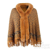Pullovers Women Sweaters Leopard Grain Collars Tassel Hem Autumn Winters Warm Knitting Scarf Shawl