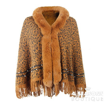 Pullovers Women Sweaters Leopard Grain Collars Tassel Hem Autumn Winters Warm Knitting Scarf Shawl