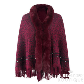 Pullovers Women Sweaters Leopard Grain Collars Tassel Hem Autumn Winters Warm Knitting Scarf Shawl