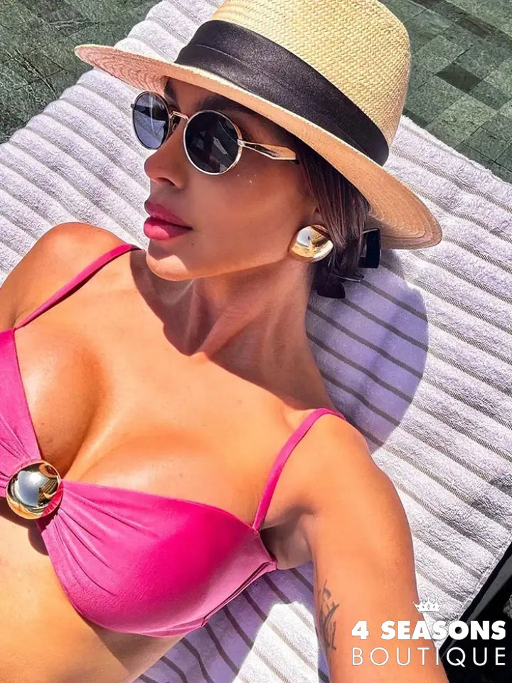 3 Piece Bikini Sets Spaghetti Strap Swimsuits 2025 Women Sexy High Split Beachwear Long Skirt