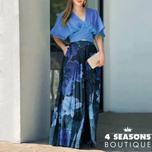 Wefads Women 2025 Newest 2 Piece Set Casual Solid V Neck Short Sleeve Nipped Waist Pullover Top