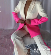Wefads Autumn Two Piece Set Women Office Fashion Long Sleeve Lapel Commuter Color Stitching Top